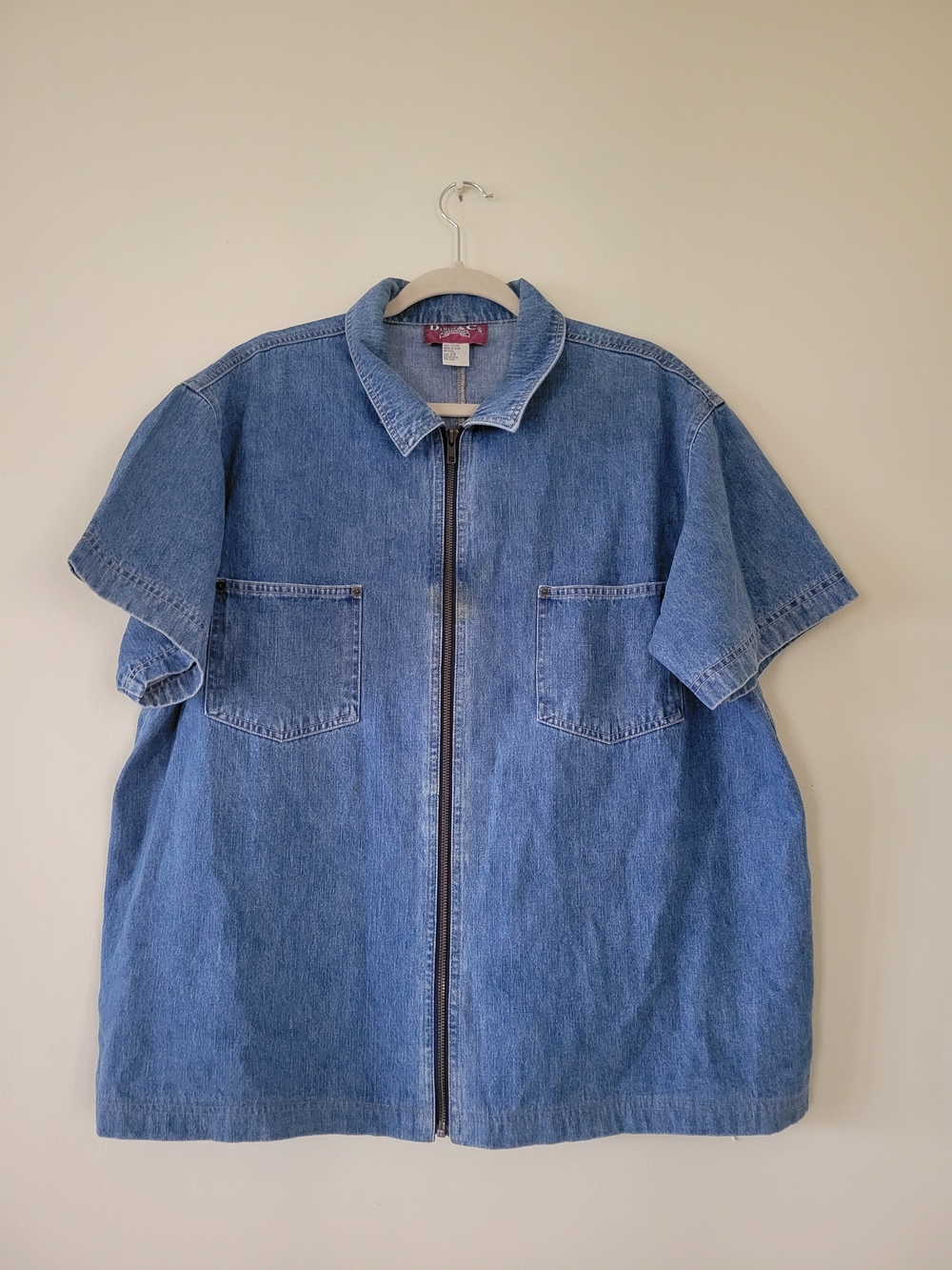 Denim&Co Blue Short-Sleeve Zip Denim Jacket